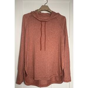 Athleta Uptempo Orange Heather Hoodie Long Sleeve Pullover LARGE Workout